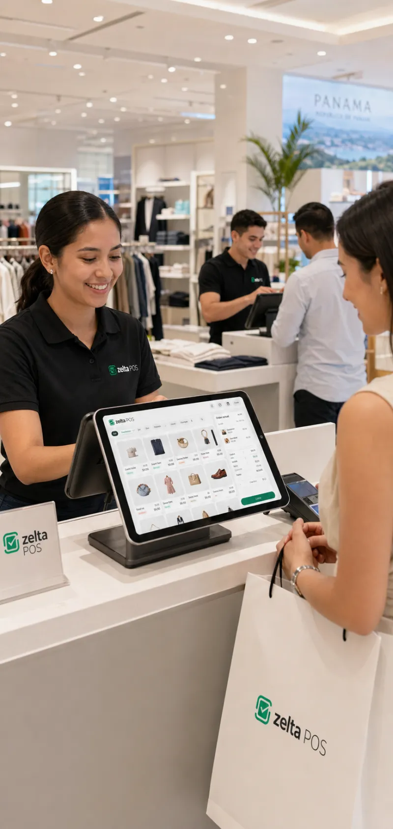 Tienda retail moderna con sistema POS