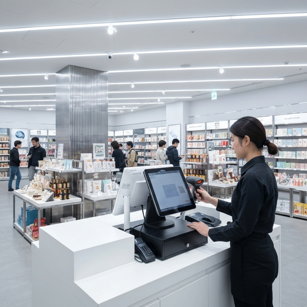 Tienda retail moderna con sistema POS
