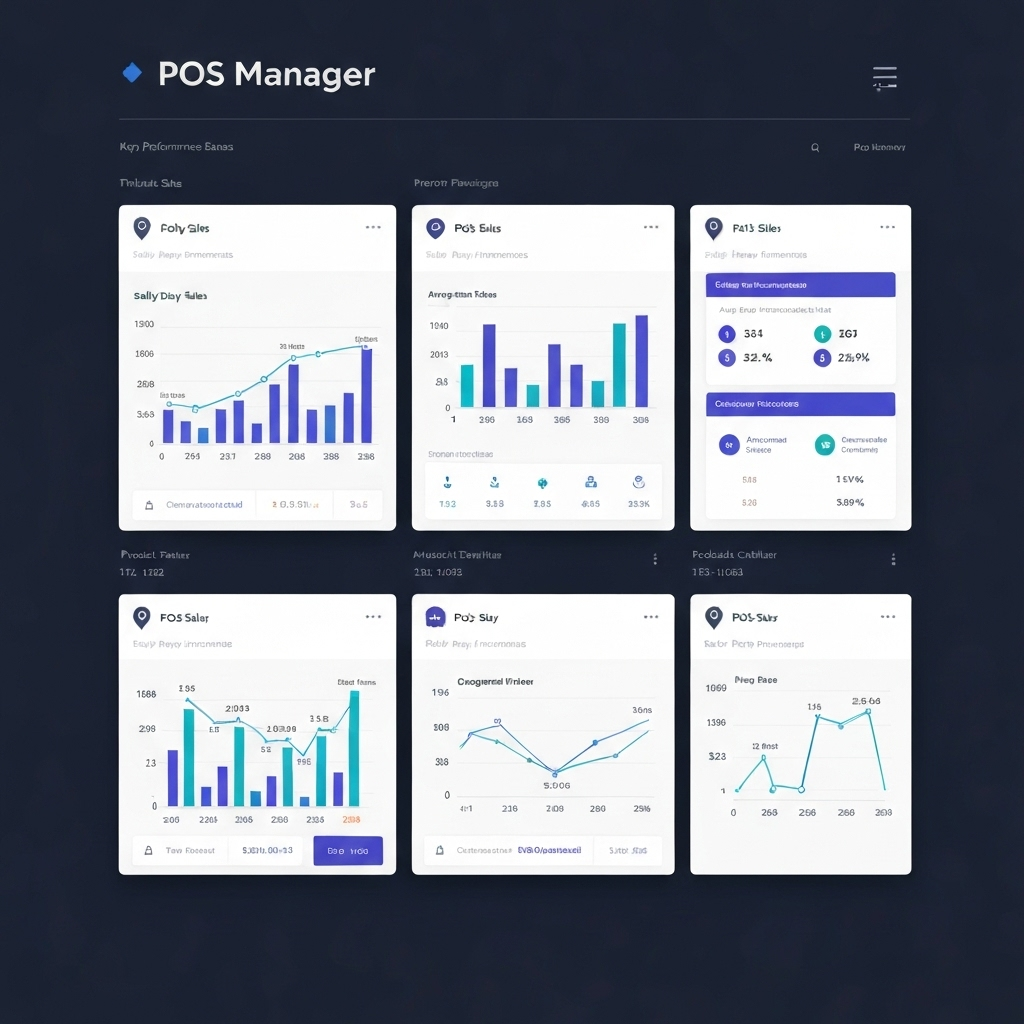 Dashboard de POS Manager con múltiples tiendas